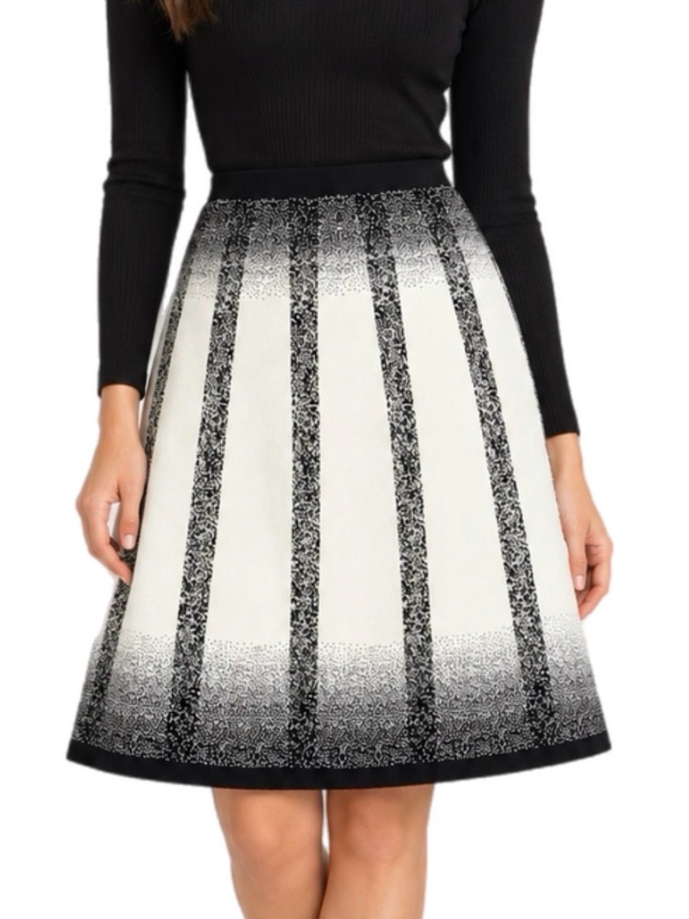 M NYCC New York Clothing Women’s Winter Monochrome Gradient Stripe Midi Skirt